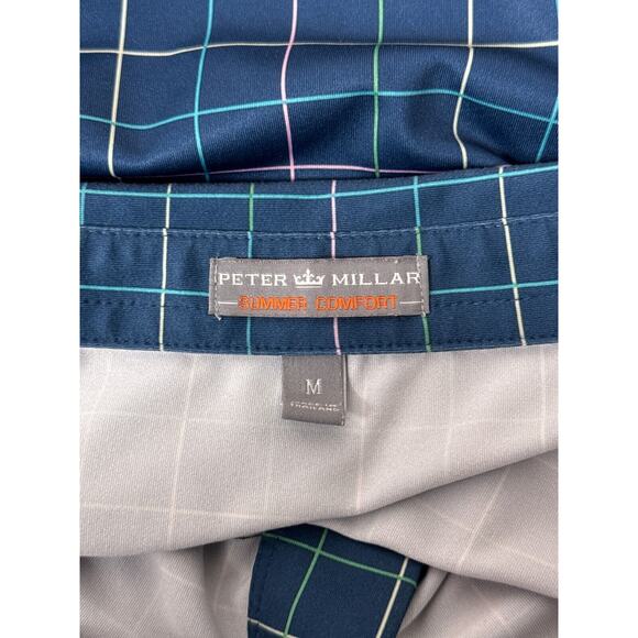 Peter Millar Polo Shirt Medium Mens Summer Comfort Blue Windowpane Golf - Picture 7 of 8